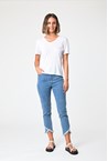 V NECK TEE - pink choc